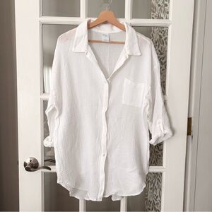KONA SOL Gauze Button Front Cover-Up Sz L